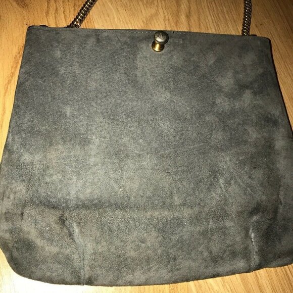 Vintage Ruth Saltz Gray Suede w/ Snakeskin Purse - Picture 11 of 16
